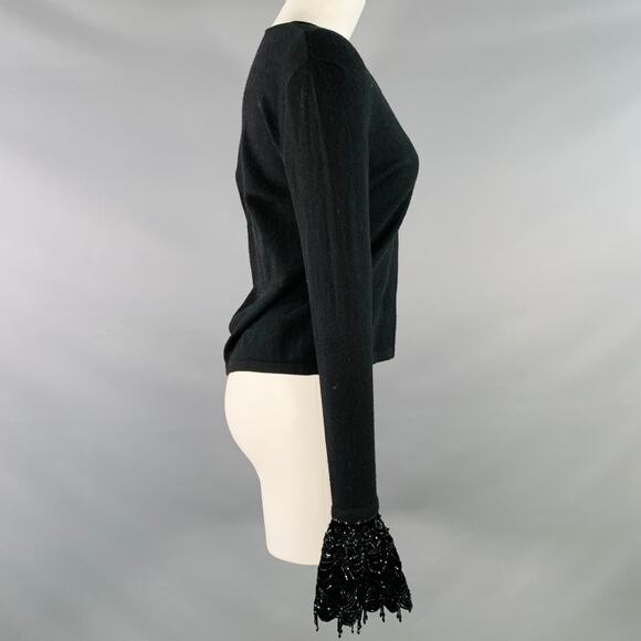 RALPH LAUREN Size M Black Cashmere Beaded V-Neck Dress Top - Picture 4 of 10